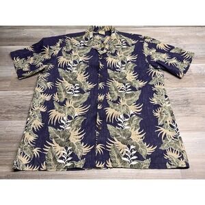 Vintage Royal Creations Mens Hawaiian Shirt Floral‎ Button Up Shirt Size XL Blue